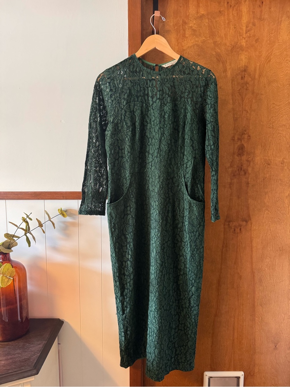 Wayward Fancies by eShakti Custom Lace Overlay Dress Deep Green Women’s 10